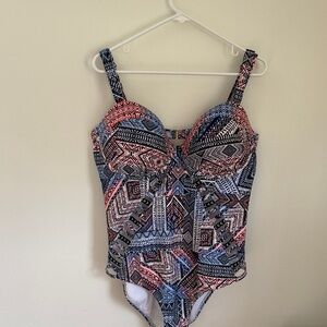 Swimsuits For All Geometric One Piece - multi colored, Tummy control, underwire.
